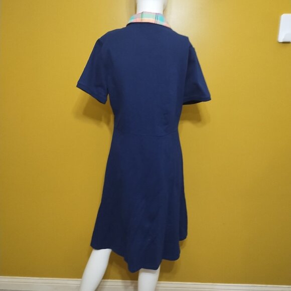 Lands' End Short Sleeve Cotton Pique Polo Fit & Flare Dress M Preppy Classic - Picture 4 of 7
